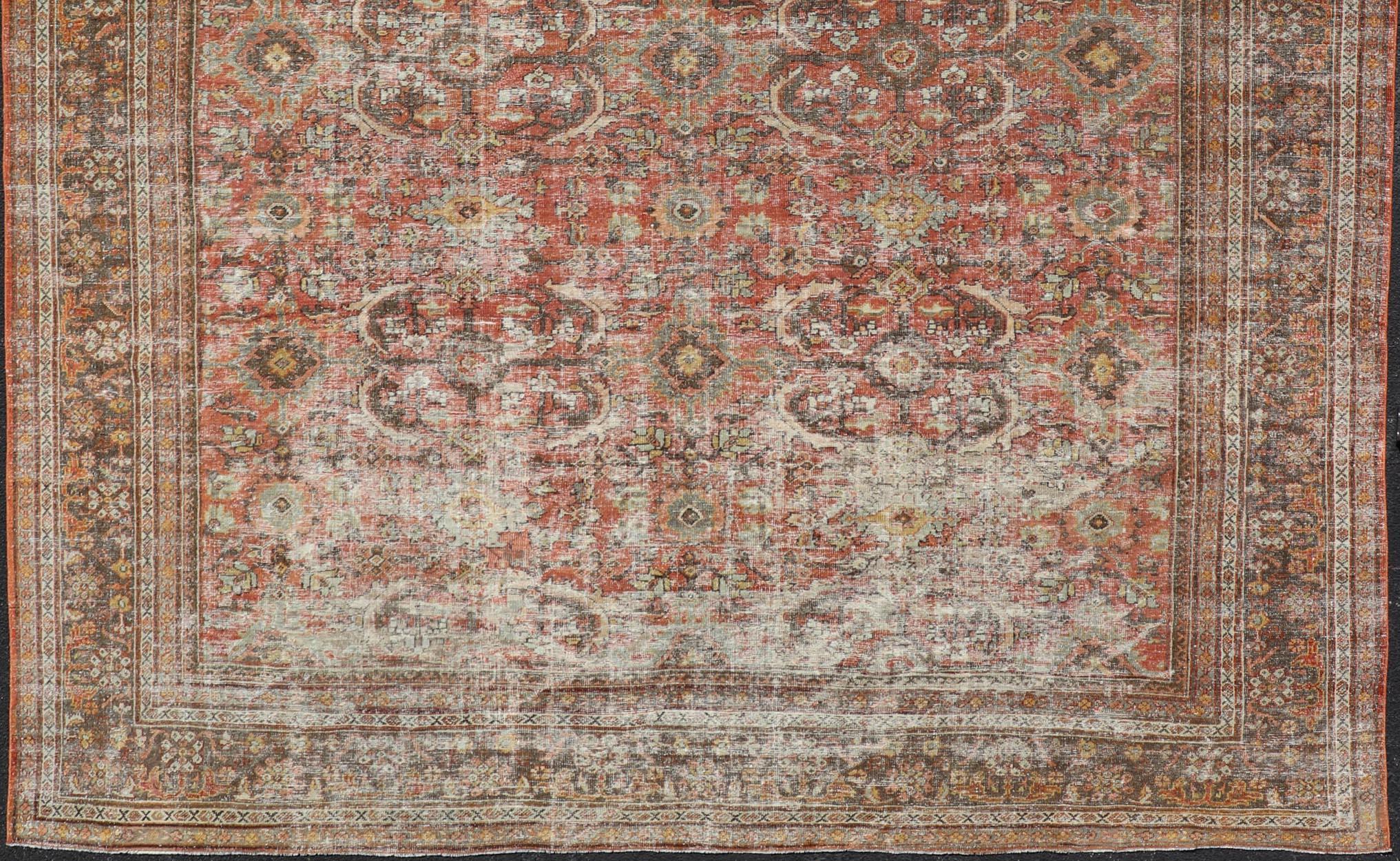 Antico Mahal persiano quadrato Sultanabad con design floreale 11'0 x 12'6 in vendita 4