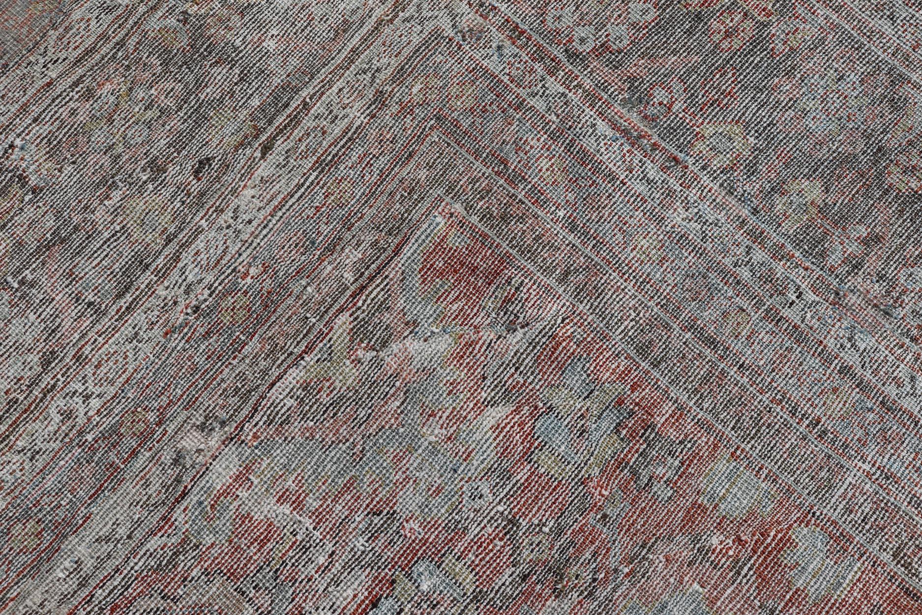 Antico Mahal persiano quadrato Sultanabad con design floreale 11'0 x 12'6 in vendita 5