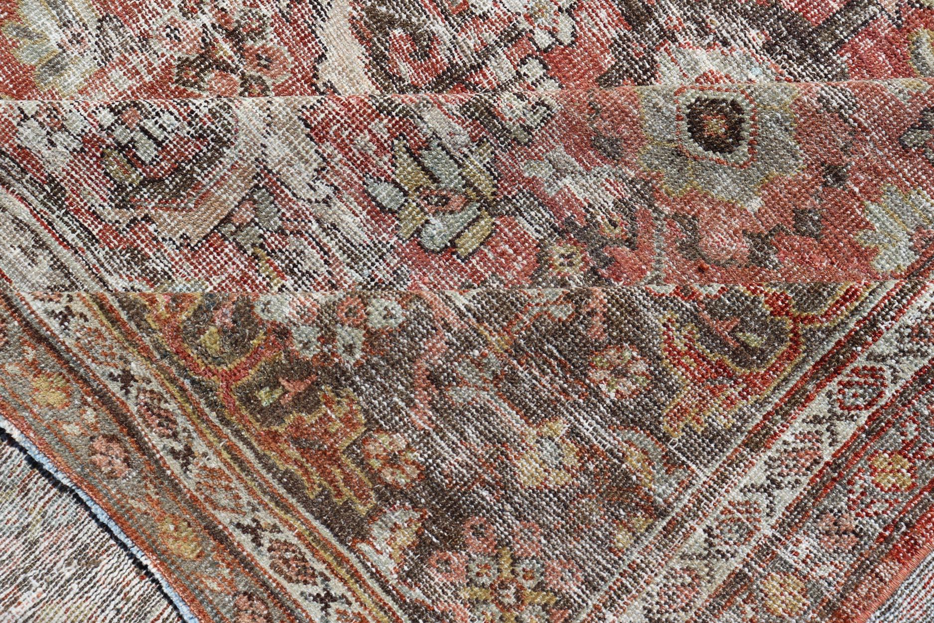 Antico Mahal persiano quadrato Sultanabad con design floreale 11'0 x 12'6 in vendita 6