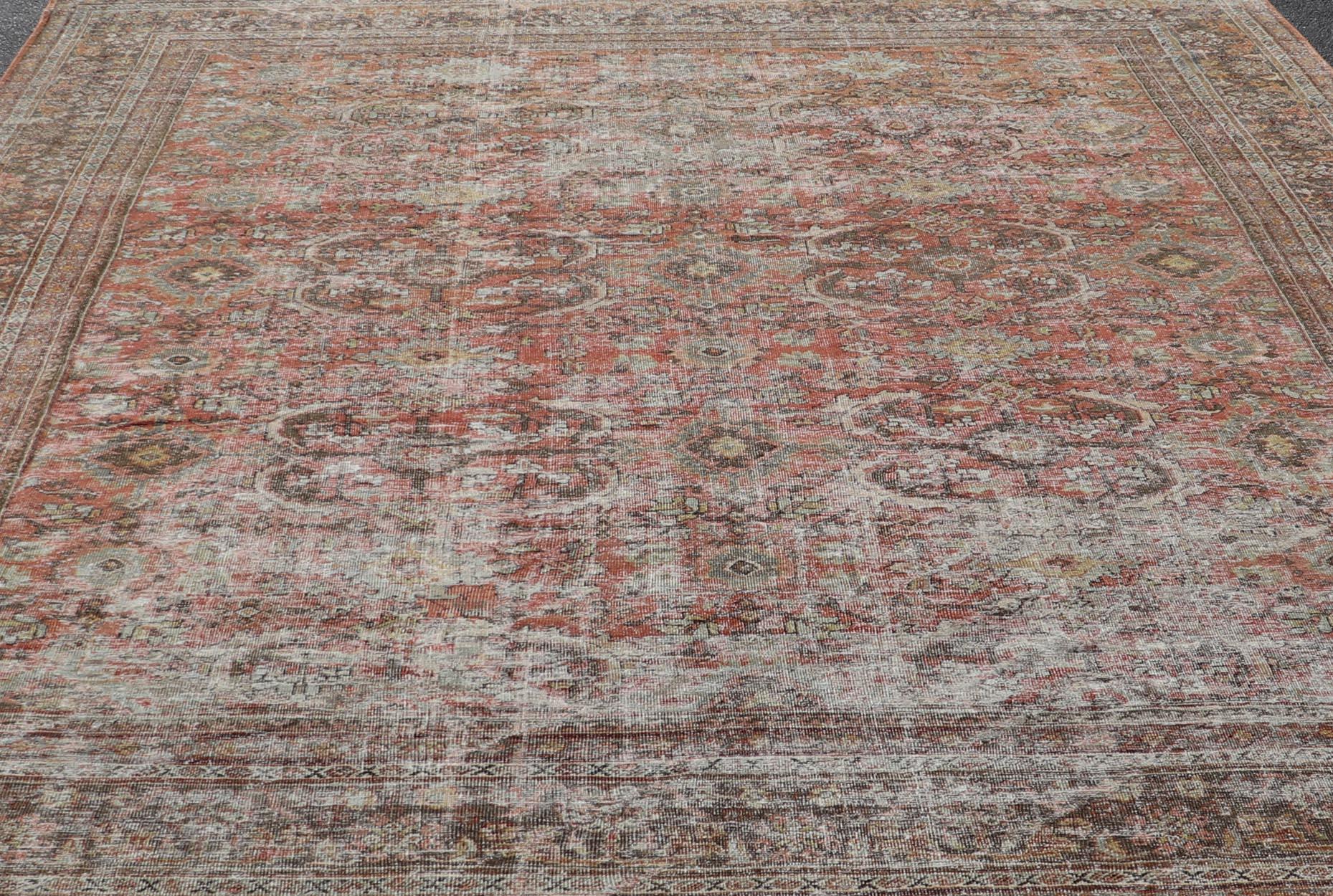 Antico Mahal persiano quadrato Sultanabad con design floreale 11'0 x 12'6 in vendita 7