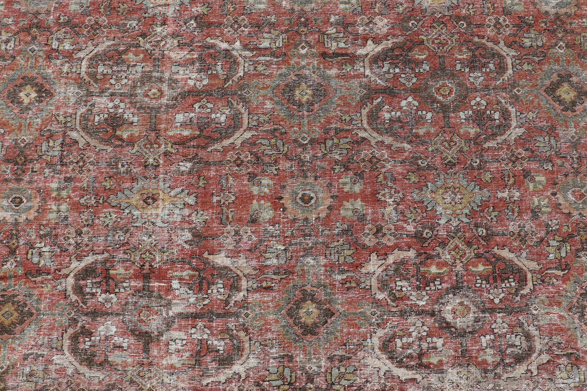 Annodato a mano Antico Mahal persiano quadrato Sultanabad con design floreale 11'0 x 12'6 in vendita