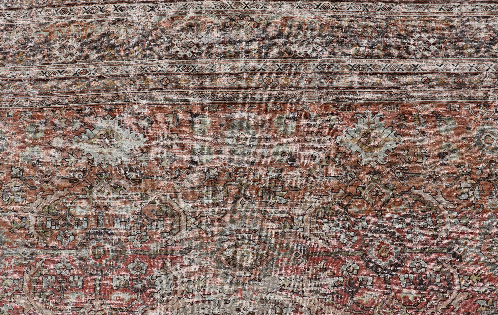 Antico Mahal persiano quadrato Sultanabad con design floreale 11'0 x 12'6 In condizioni buone in vendita a Atlanta, GA