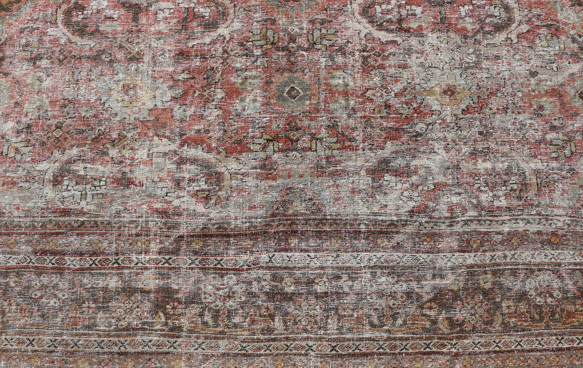 Antico Mahal persiano quadrato Sultanabad con design floreale 11'0 x 12'6 in vendita 1
