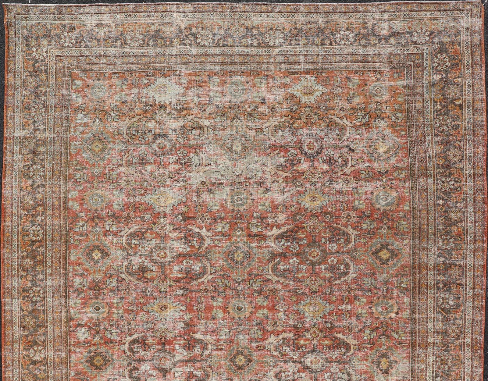 Antico Mahal persiano quadrato Sultanabad con design floreale 11'0 x 12'6 in vendita 2