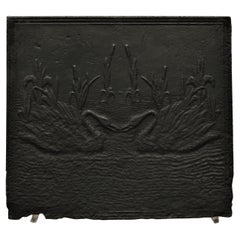 Antique Square Swan Fireback / Backsplash