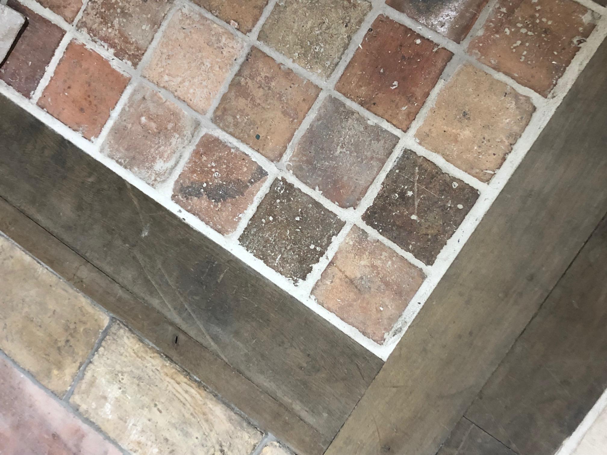 Antique square terracotta tile, one of a kind. Sold by the lot.

Origin: France

circa 1800s

Measurements: 6 1/4