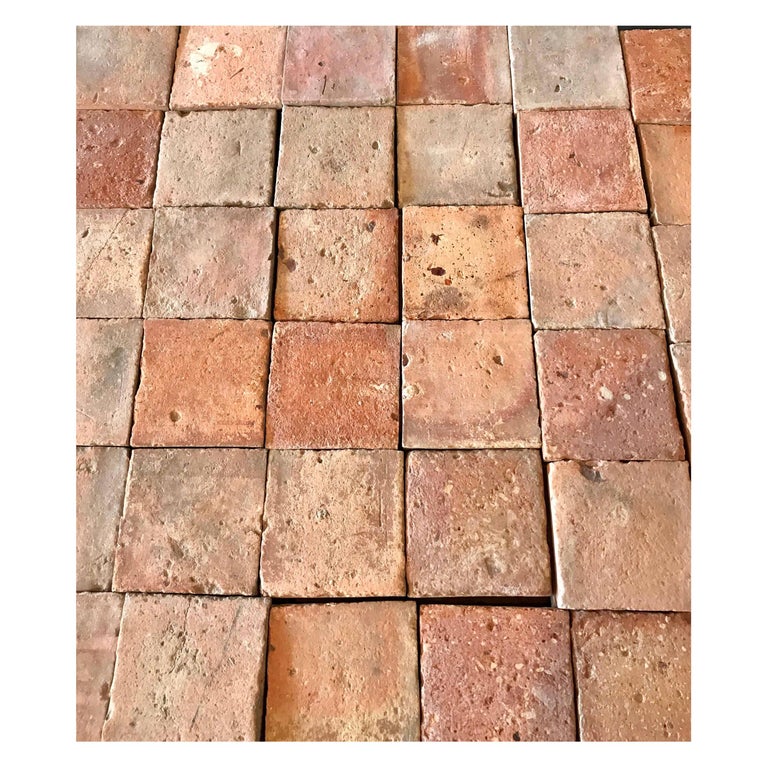 Antique Square Terracotta Tile Sample For Sale