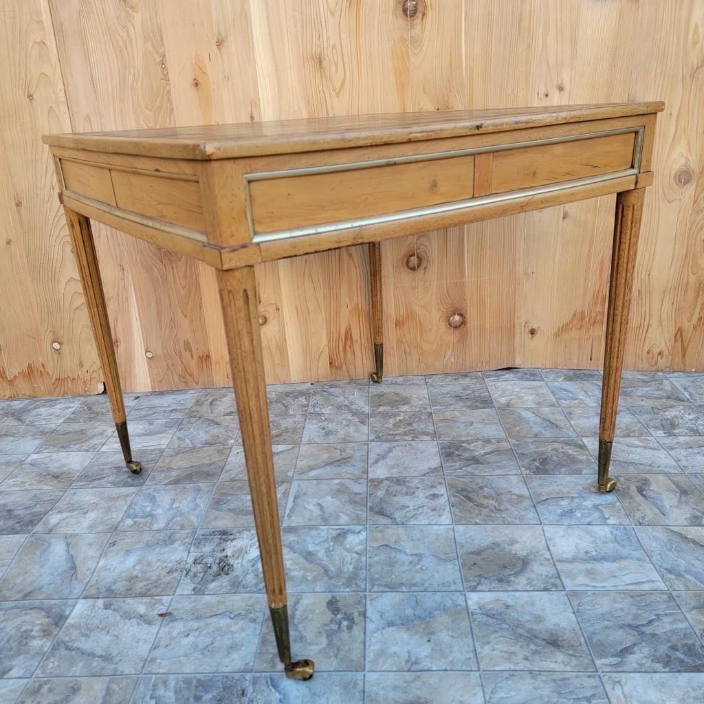 Antique Square Wood Tooled Leather Top Game Table 4