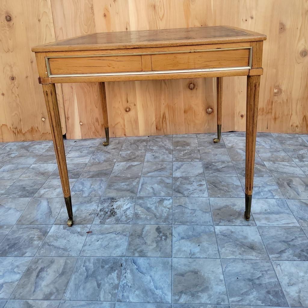 Mid-20th Century Antique Square Wood Tooled Leather Top Game Table