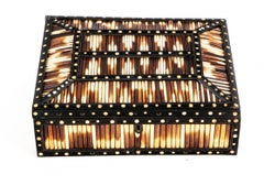 Antique Sri Lanka Anglo-Indian Quill Inlaid Box, Matara Type