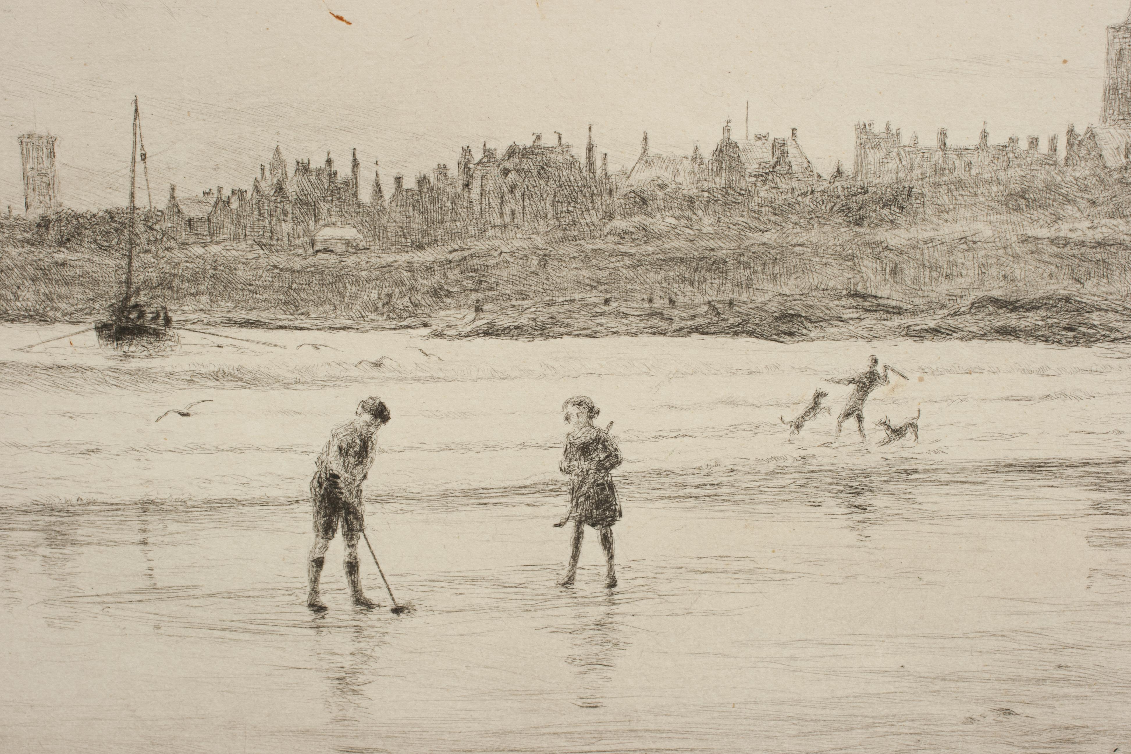 Gravure ancienne de golf de St Andrews par W.L. Wyllie, vers 1900 Bon état à Oxfordshire, GB