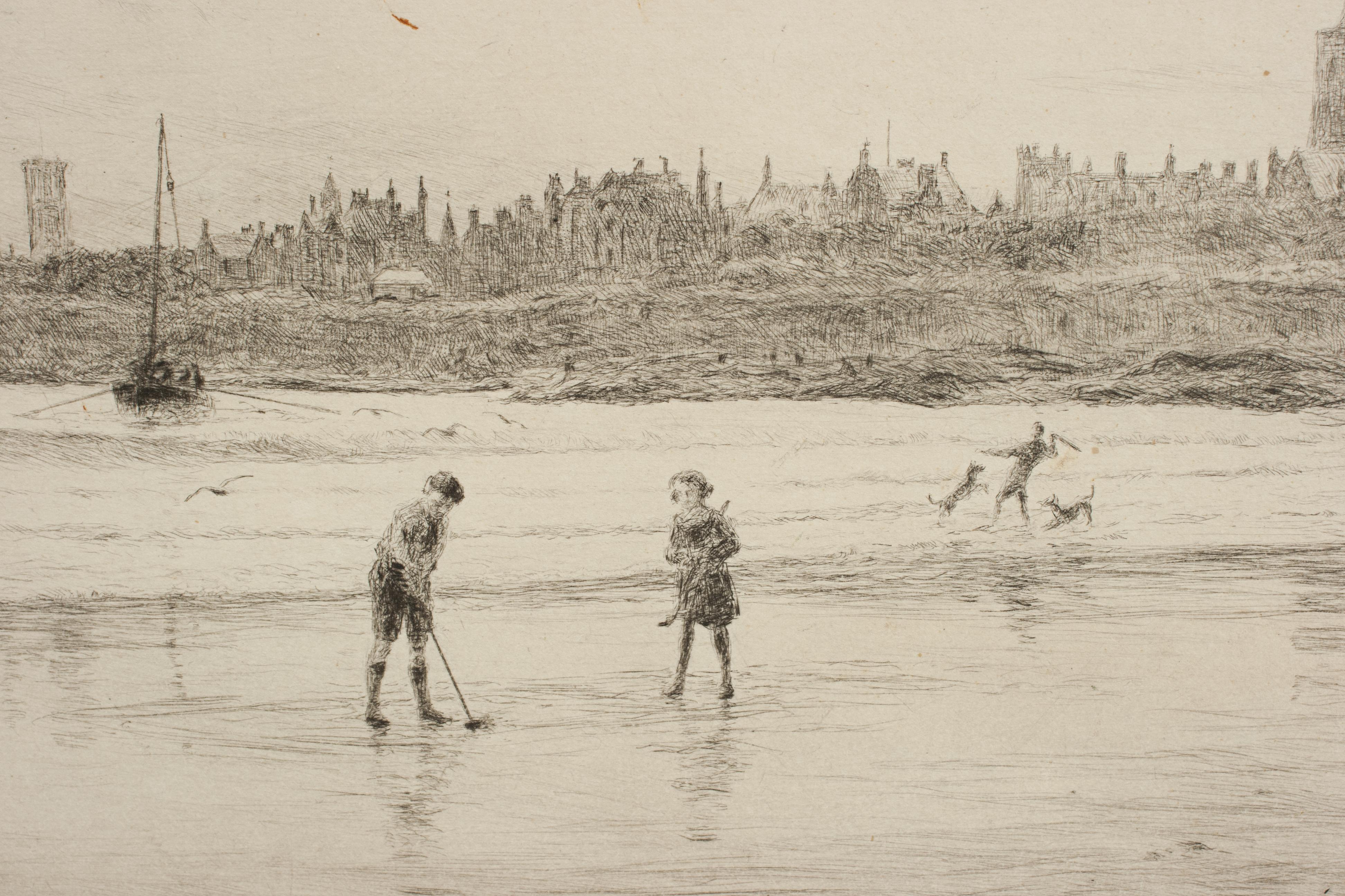 British Antique St Andrews Golf Etching by W.L. Wyllie, circa 1900 For Sale