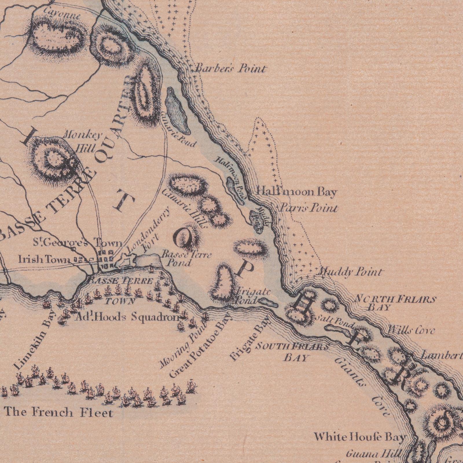 Carte ancienne de St Christophe et Nevis, anglaise, cartographie des Caraïbes, géorgienne en vente 3