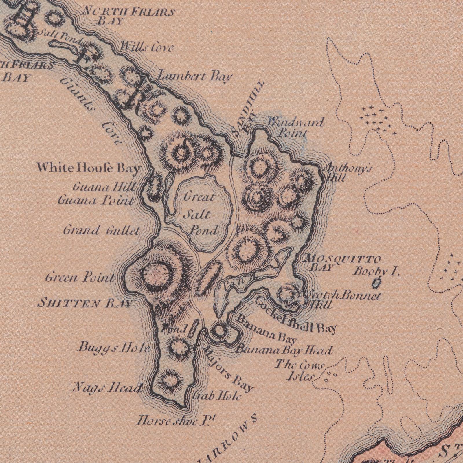 Carte ancienne de St Christophe et Nevis, anglaise, cartographie des Caraïbes, géorgienne en vente 4
