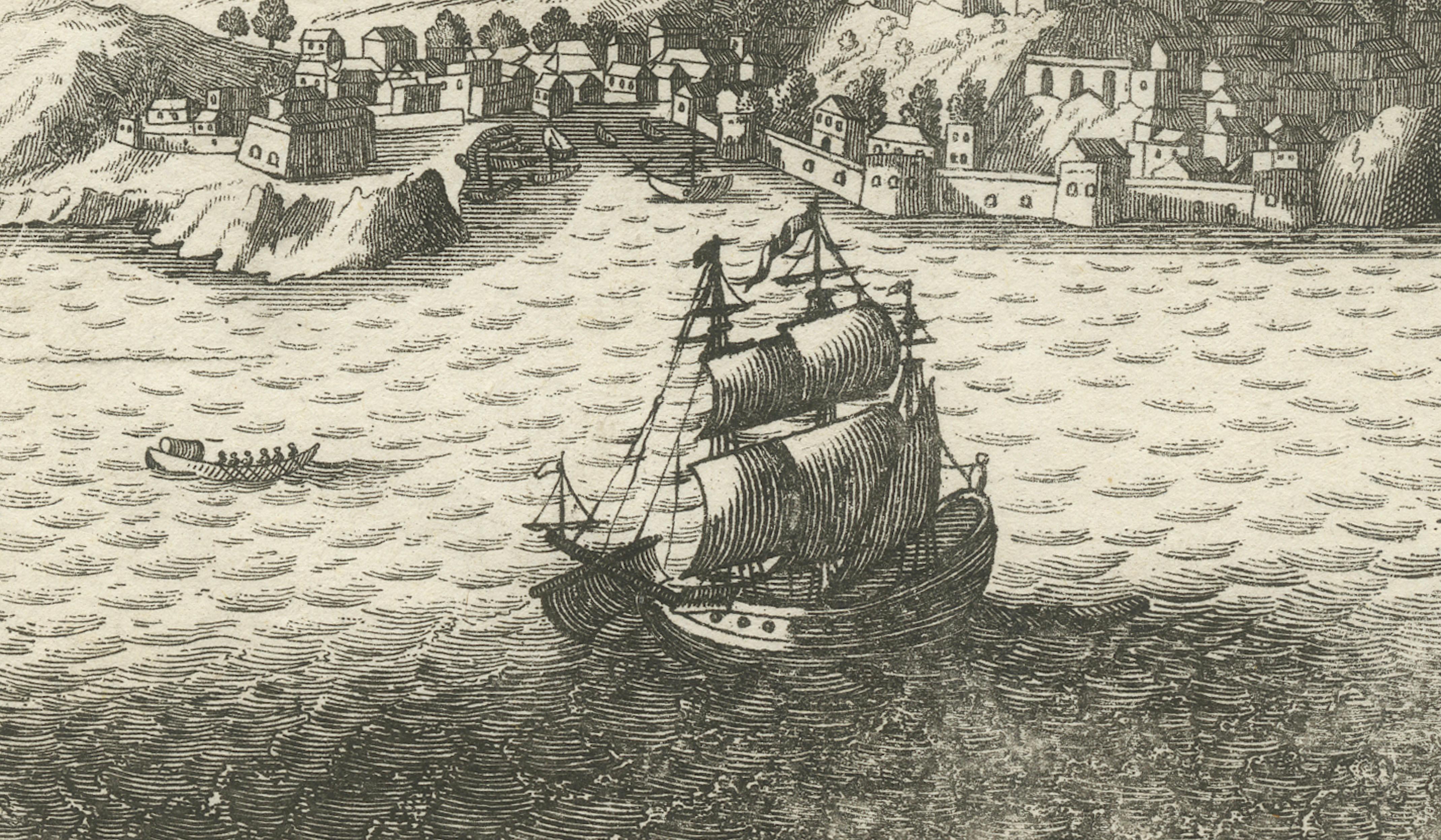 Antique St Eustatius Caribbean View, Ships Harbor, Tournefort 1717