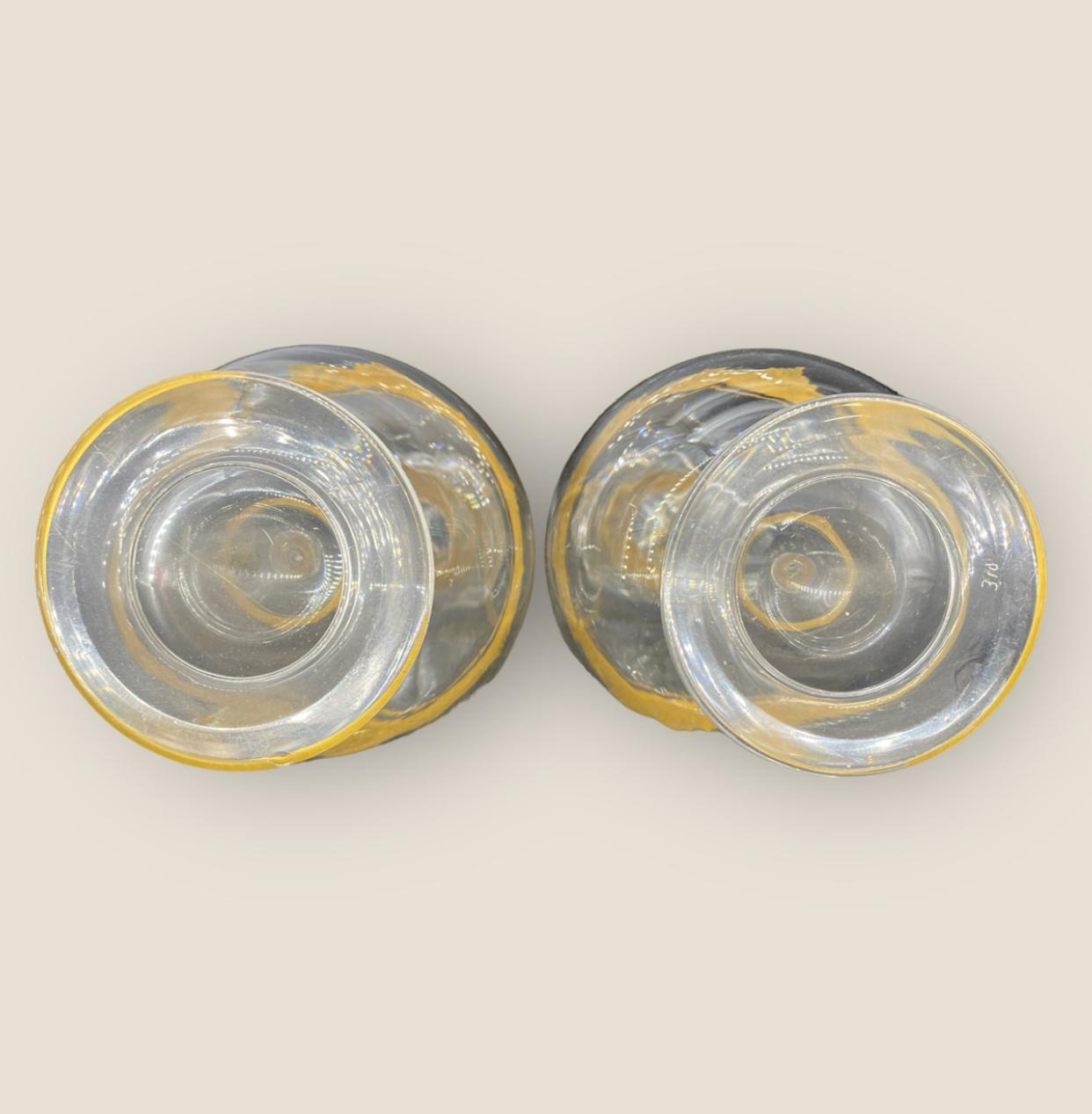 Art Deco Antique St. Louis Cristillerie, Gilt Crystal Pair of Wine Decanters