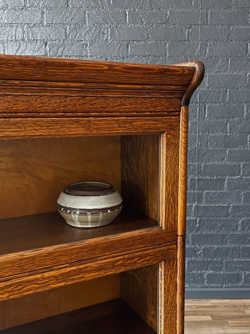 Early 20th Century Antique Stackable Barristers Oak Bookcase w/ Glass Sliding Doors For Sale