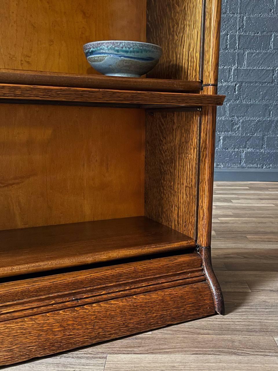 Antique Stackable Barristers Oak Bookcase w/ Glass Sliding Doors For Sale 2