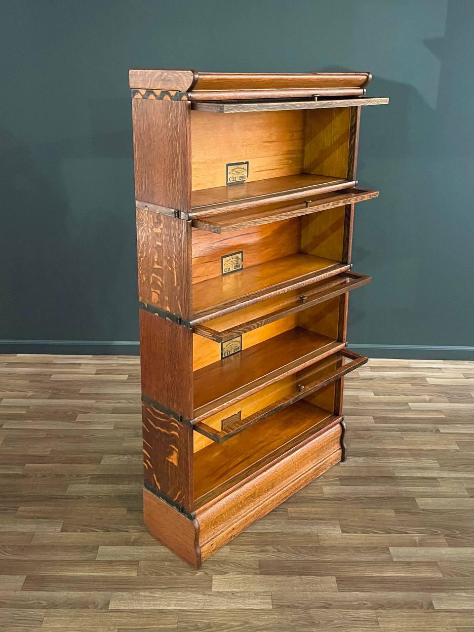 Mission Antique Stackable Barristers Oak & Glass 4-Tier Bookcase by The Globe-Wernicke