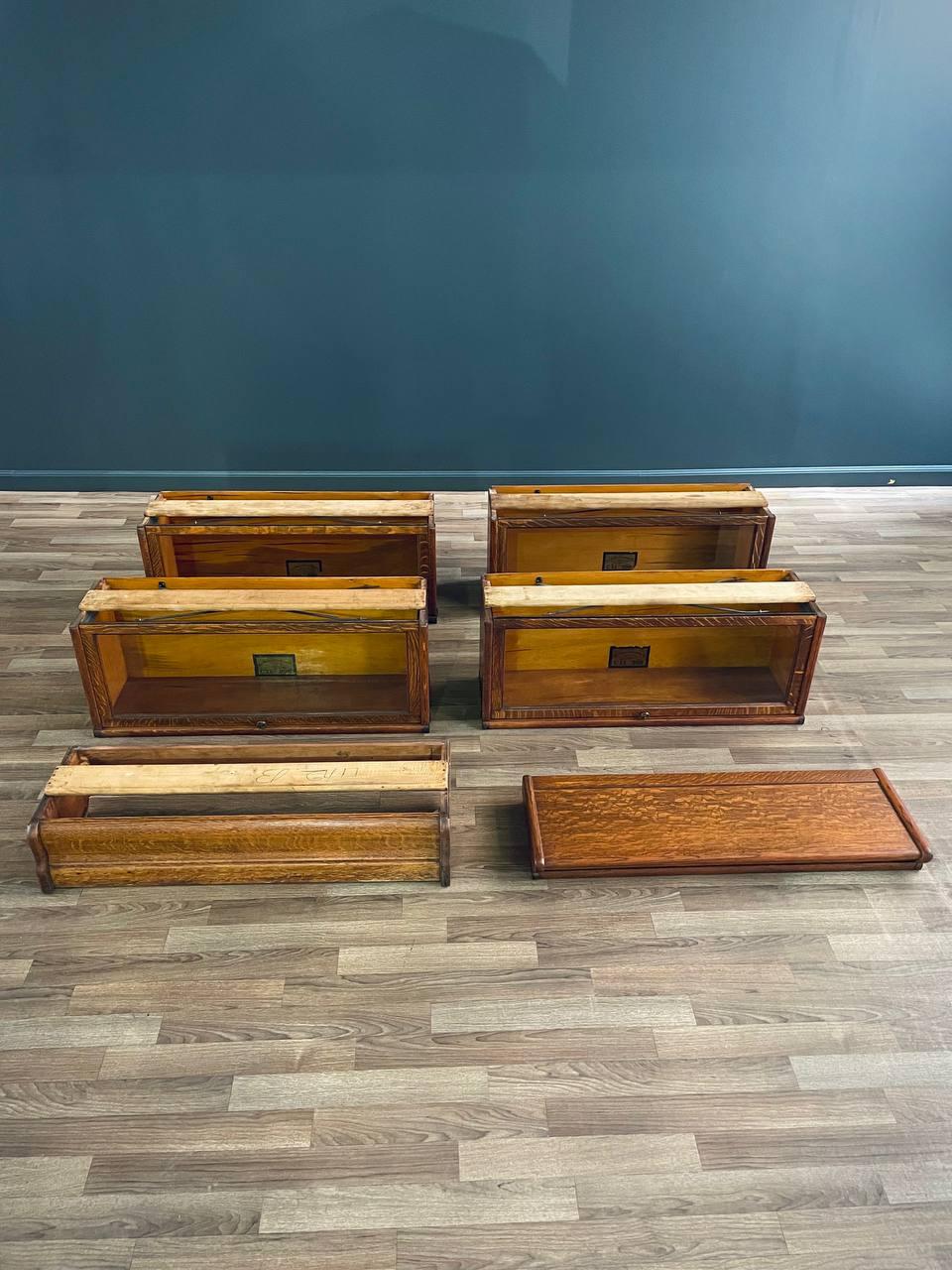 Antique Stackable Barristers Oak & Glass 4-Tier Bookcase by The Globe-Wernicke 3