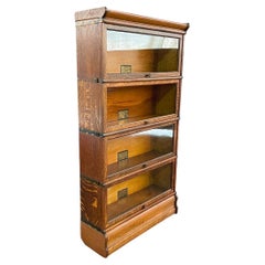 Antique Stackable Barristers Oak & Glass 4-Tier Bookcase by The Globe-Wernicke