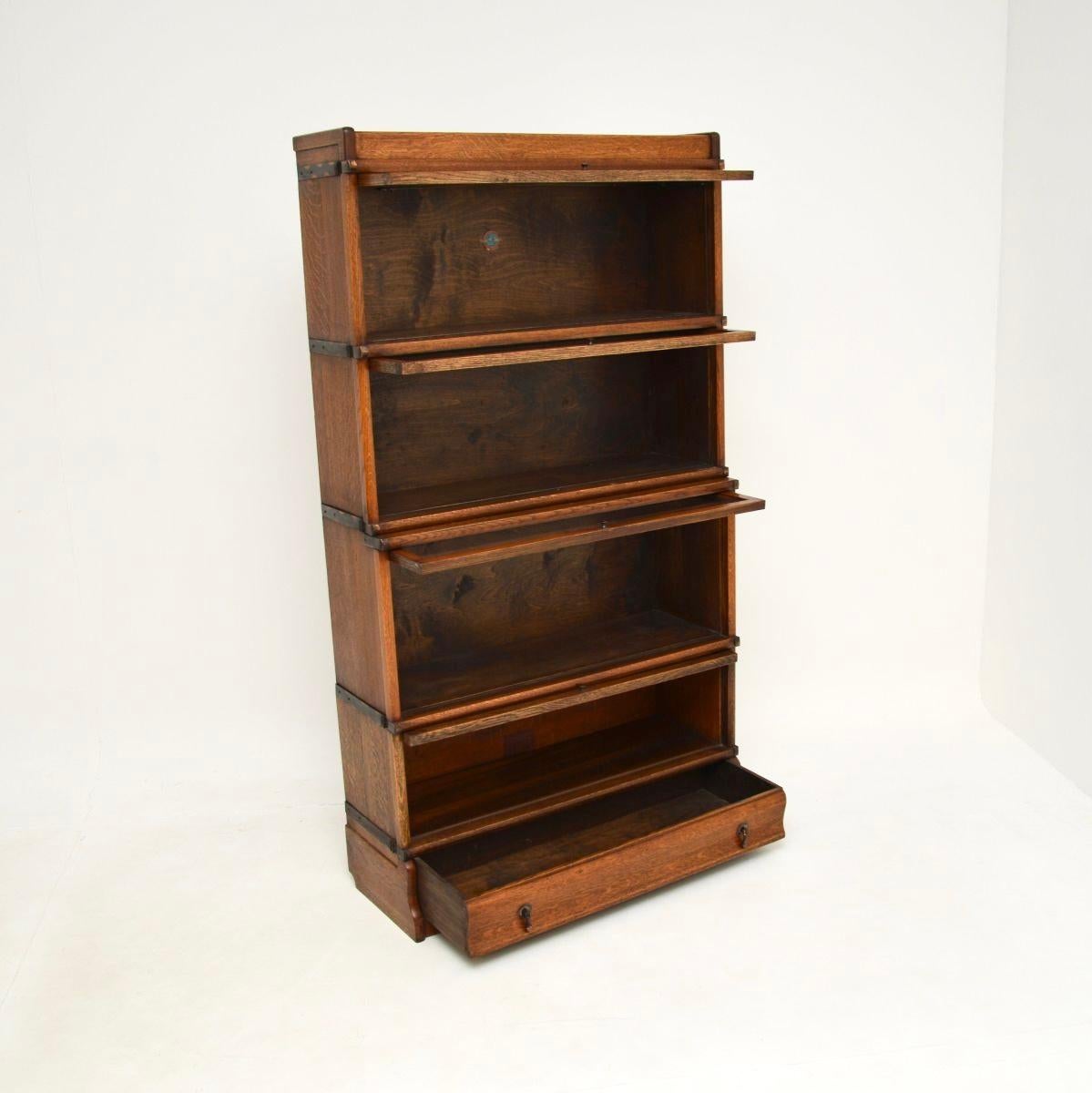 British Antique Stacking Globe Wernicke Bookcase in Oak