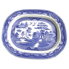 Antique Staffashire Platter , Extra Lg  , Blue & White , 21"
