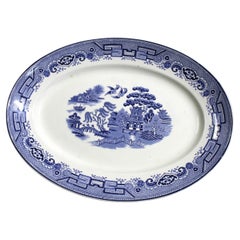 Antique Staffashire Serving plate , Blue& white , 1860, s