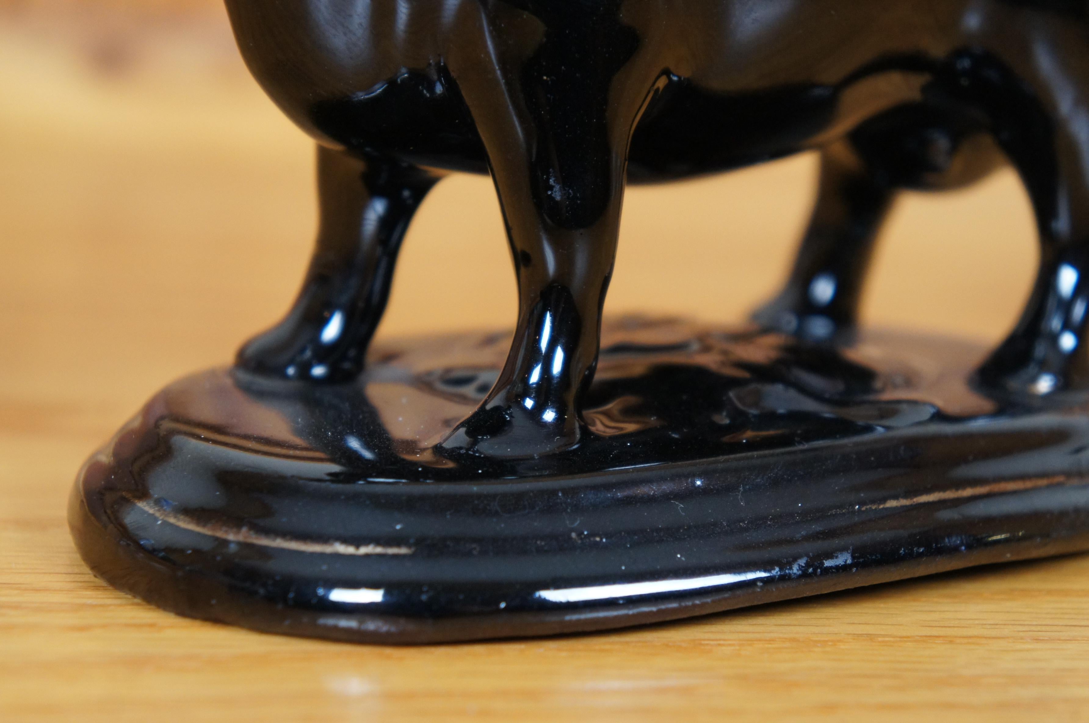 Antique Staffordshire Black Porcelain Jackfield Bull Cow Creamer Pitcher 7