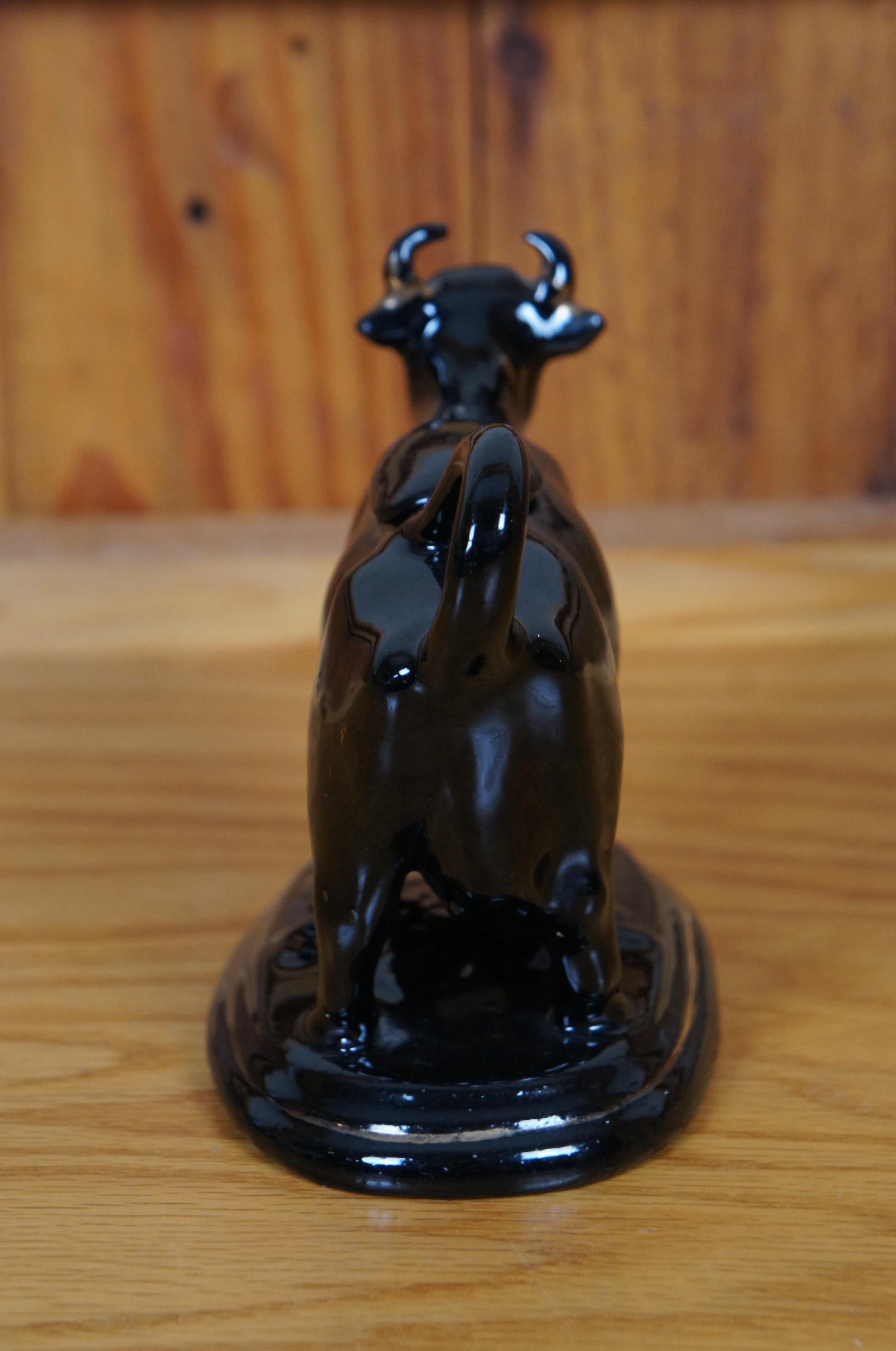 Antique Staffordshire Black Porcelain Jackfield Bull Cow Creamer Pitcher 7