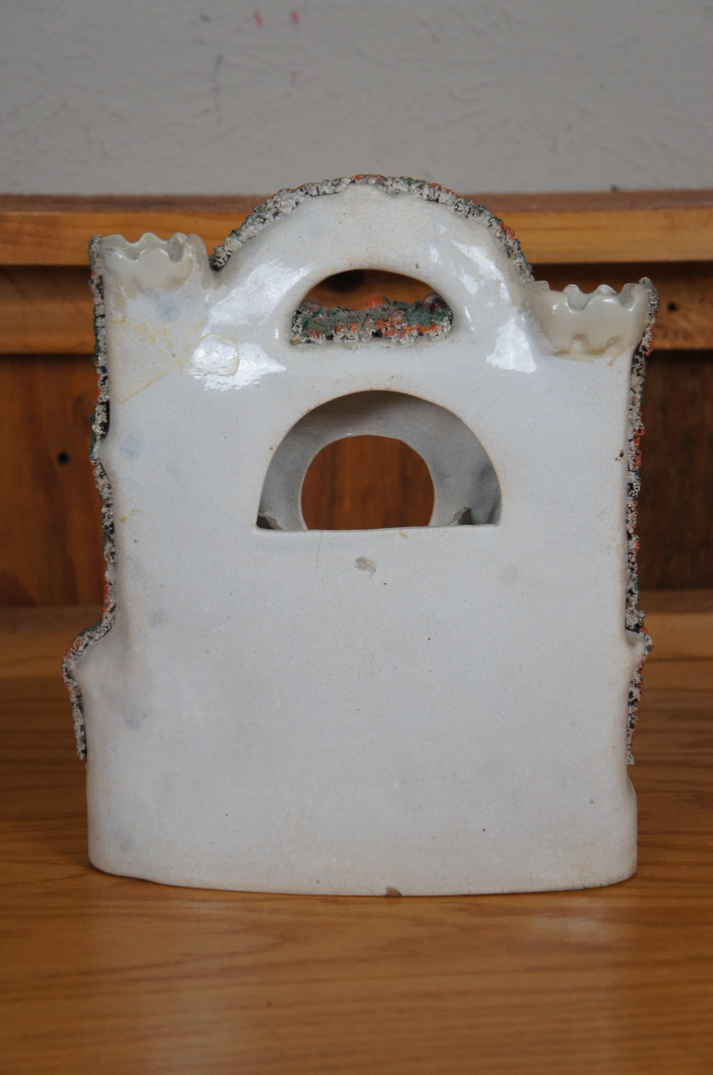 Antique Staffordshire Castle Cherub Pocket Watch Tower Spill Vase 10