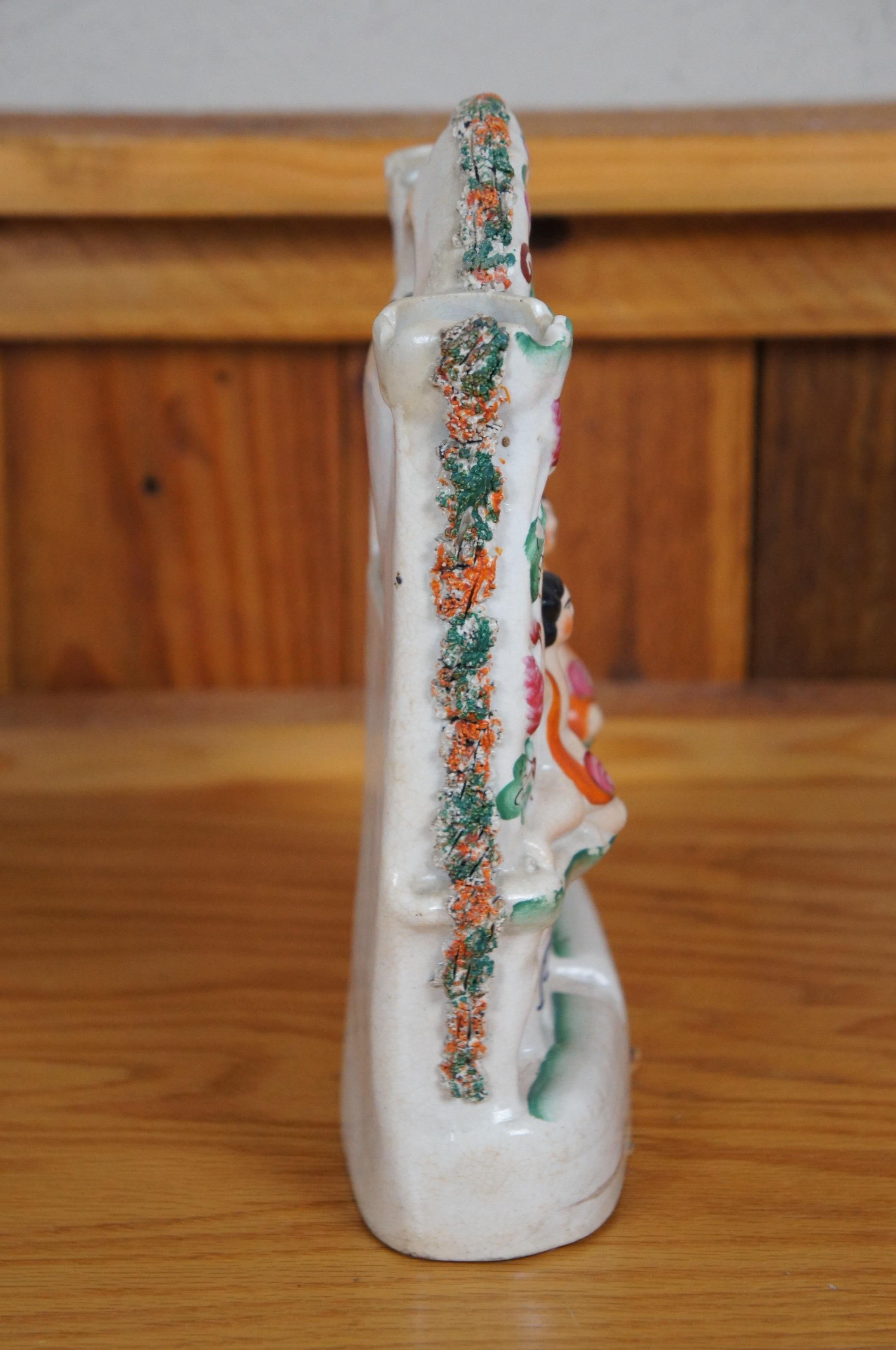 19th Century Antique Staffordshire Castle Cherub Pocket Watch Tower Spill Vase 10