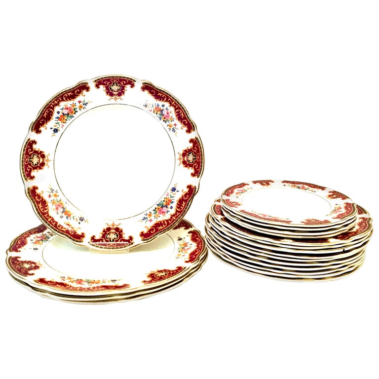 Antique Staffordshire Dinnerware Set of 18 Pieces by Thomas Hughes and