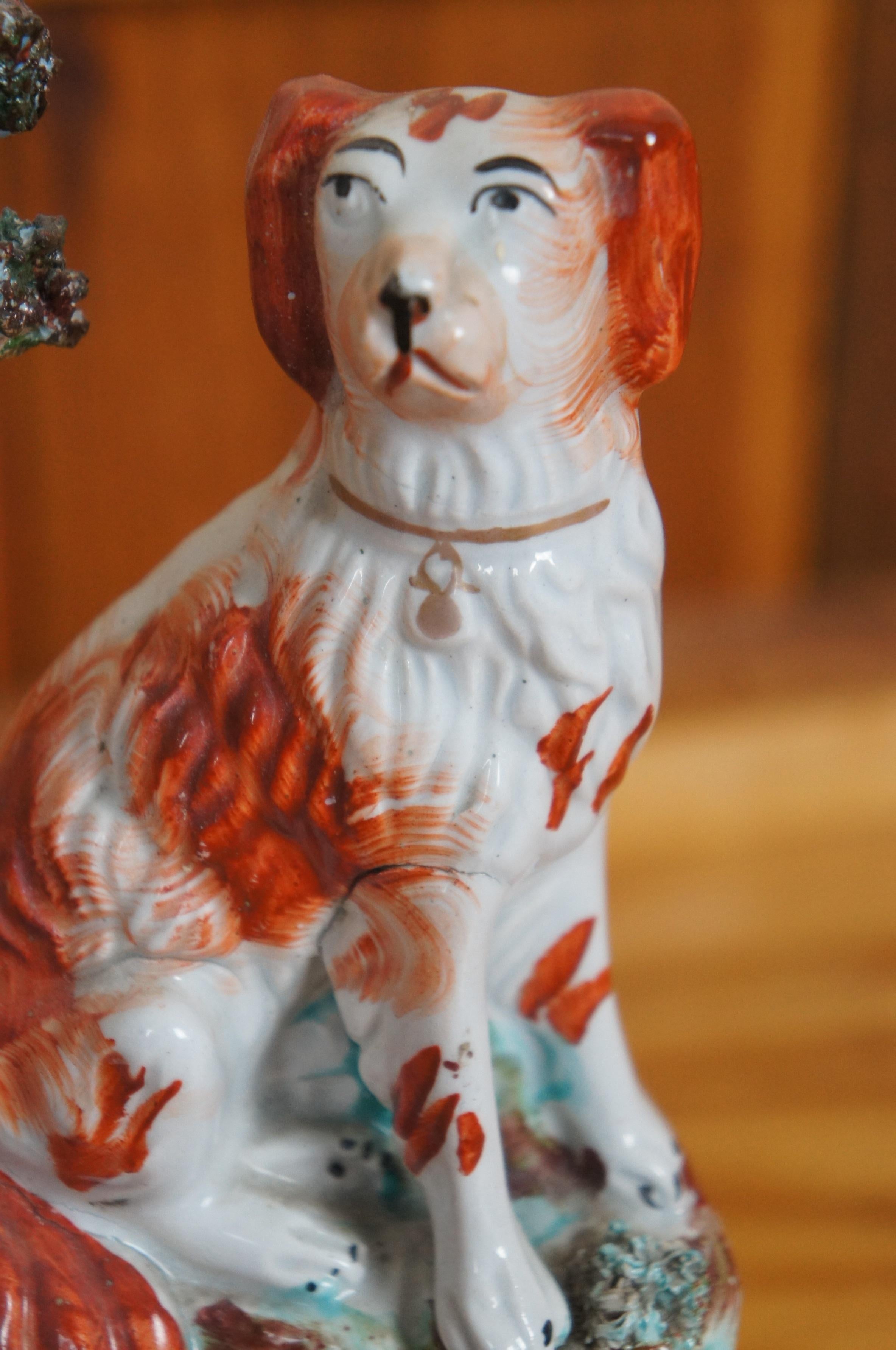 Antique Staffordshire Dog Tray Sleeping Girl Spaniel Flatback Figurine 9