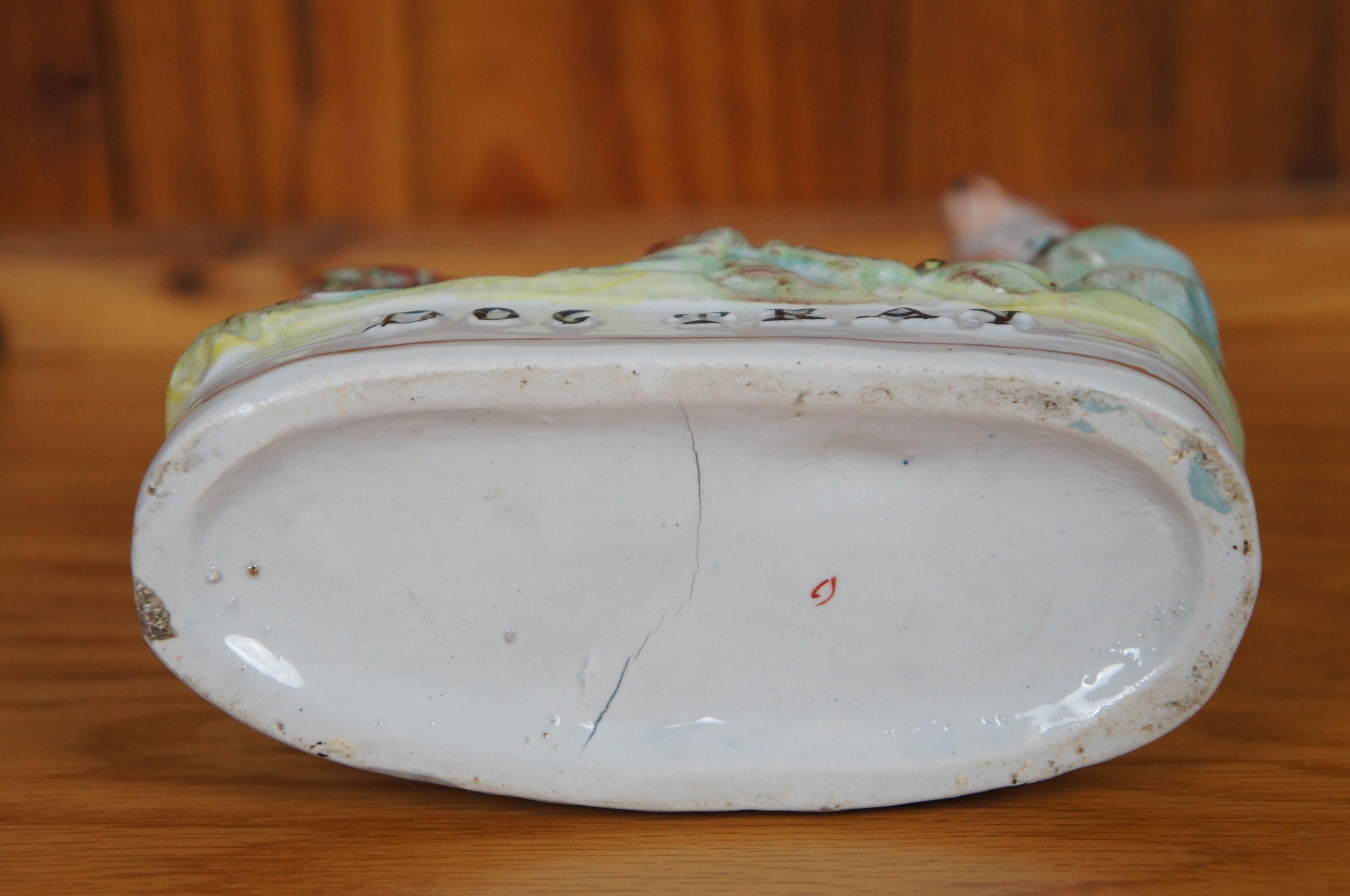 Antique Staffordshire Dog Tray Sleeping Girl Spaniel Flatback Figurine 9