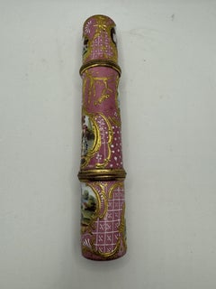 Antique Staffordshire Enamel Cylindrical Etui / Bodkin Case, circa 1765