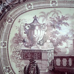 Antique Staffordshire EW&S Etruscan Vase Mulberry Transferware Platter 19th C