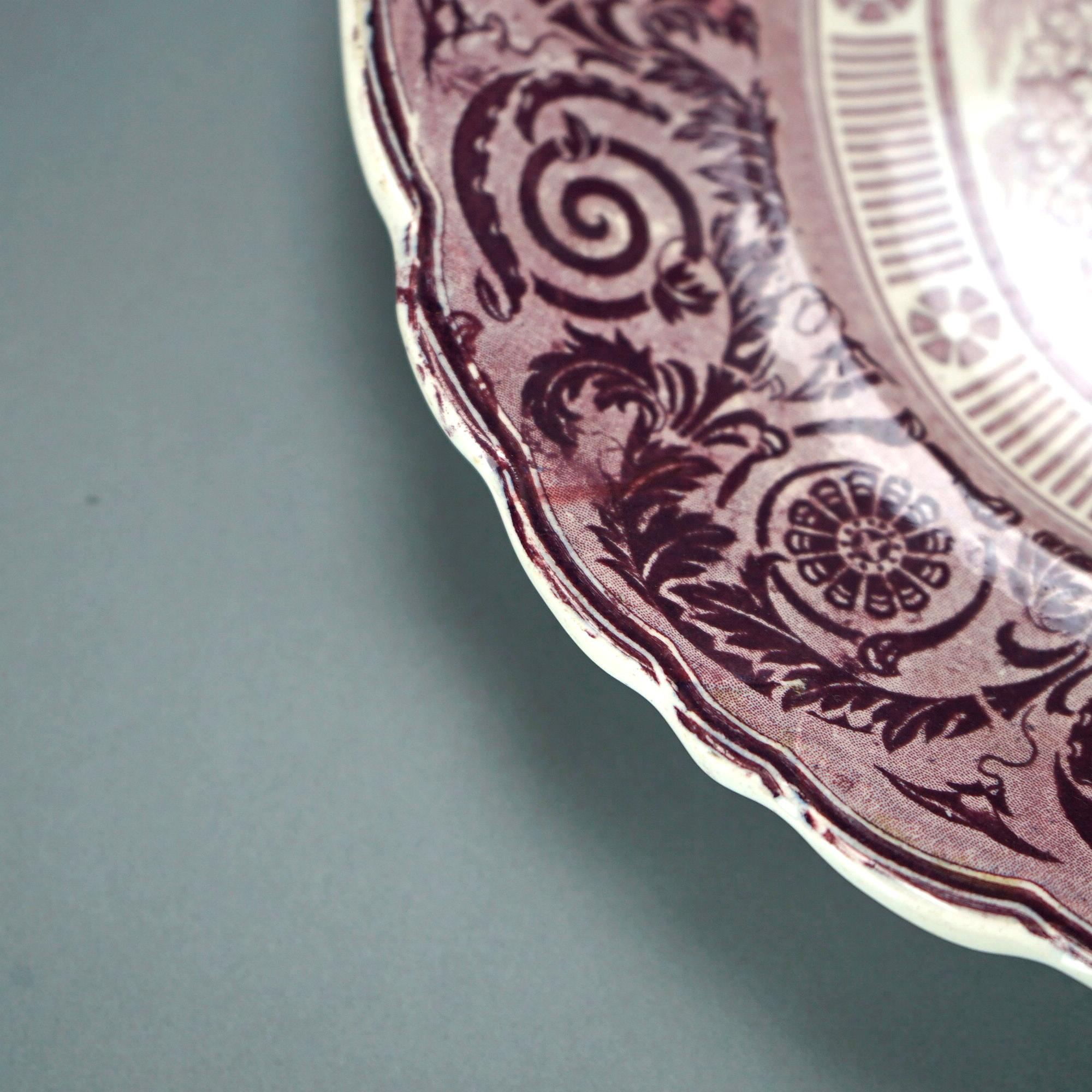 Antique Staffordshire EW&S Etruscan Vase Mulberry Transferware Platter 19th C 1