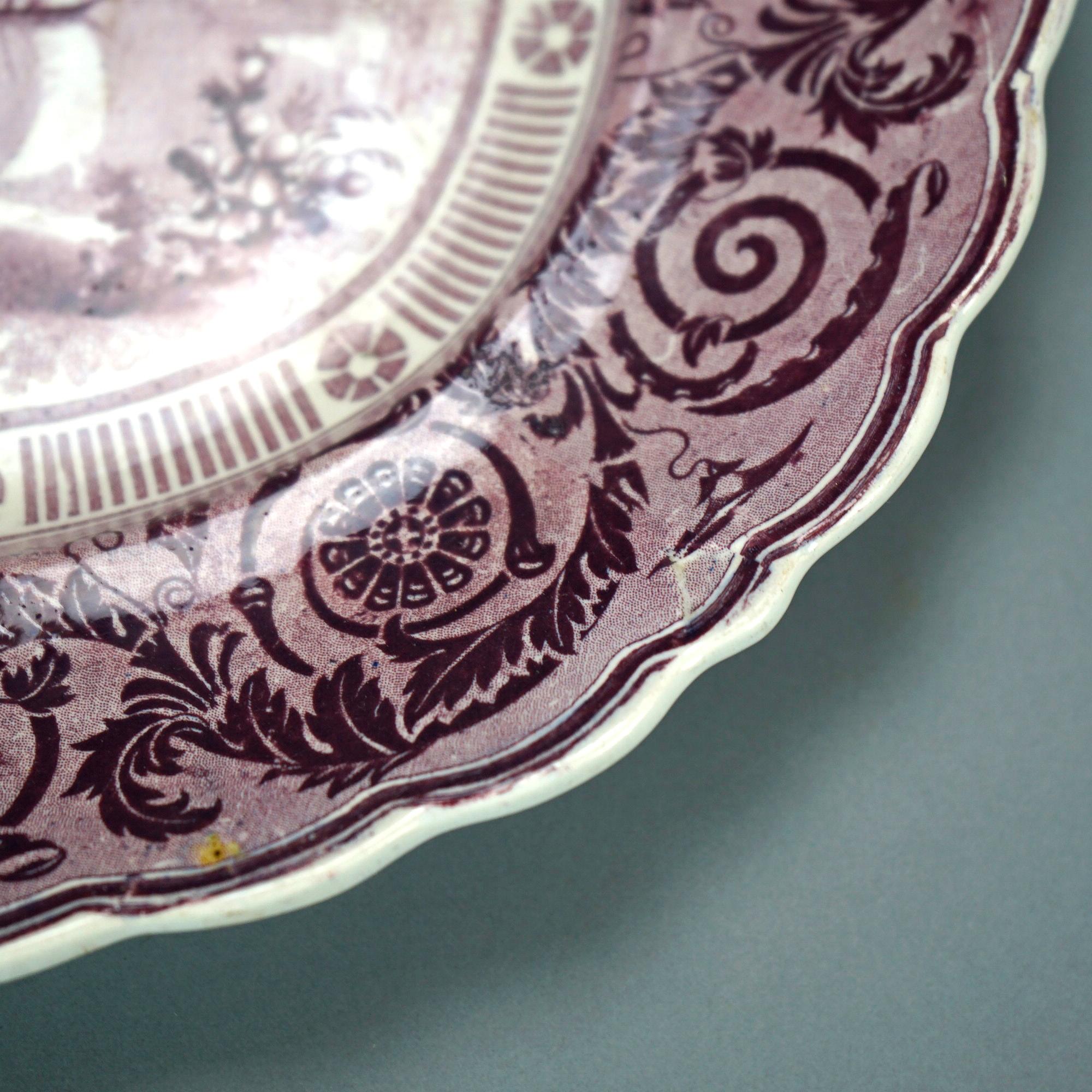 Antique Staffordshire EW&S Etruscan Vase Mulberry Transferware Platter 19th C 2