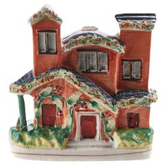 Antique Staffordshire Flatback Cottage, circa 1880