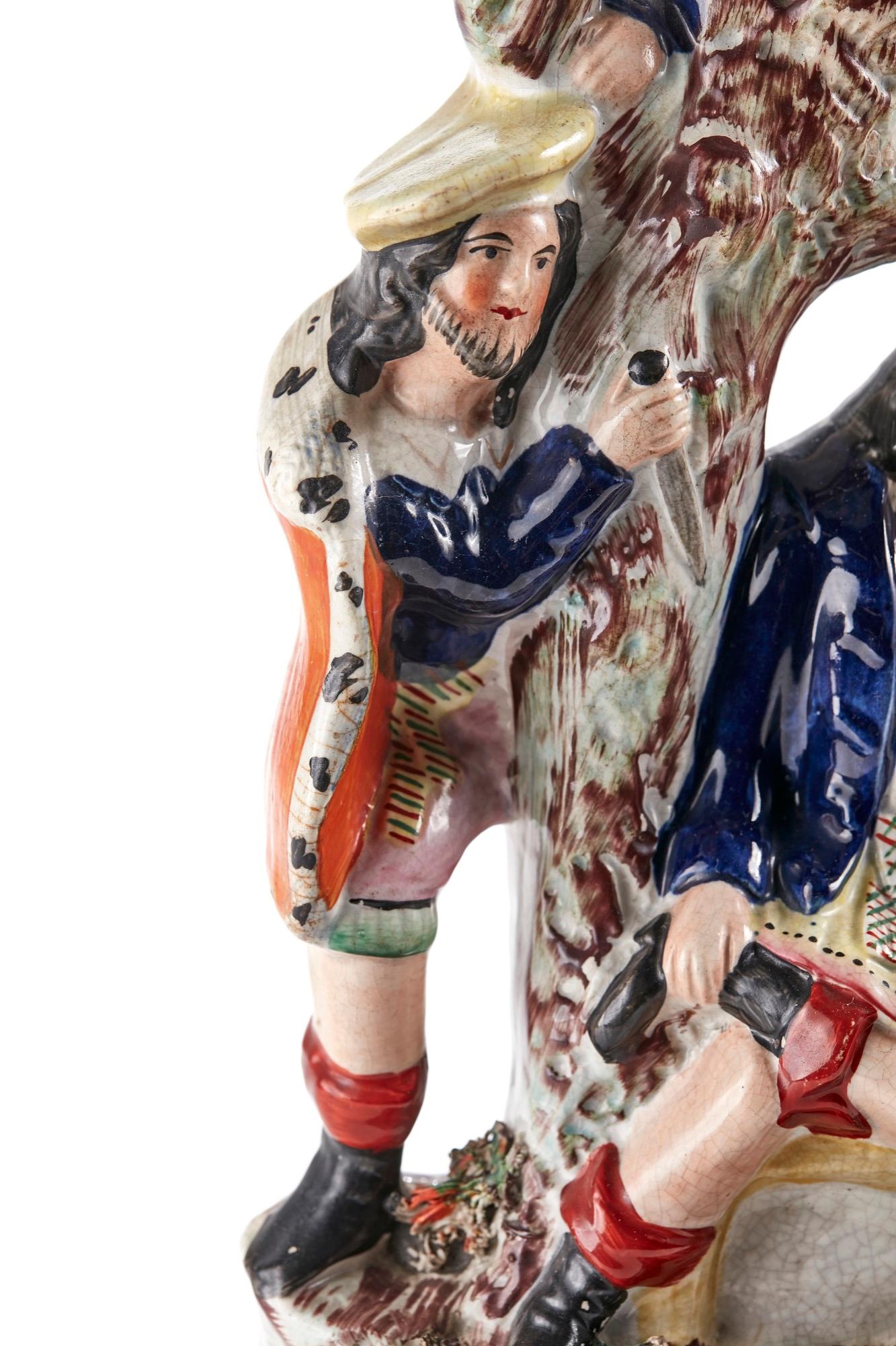 Céramique Ancienne figurine à dos plat du Staffordshire en vente