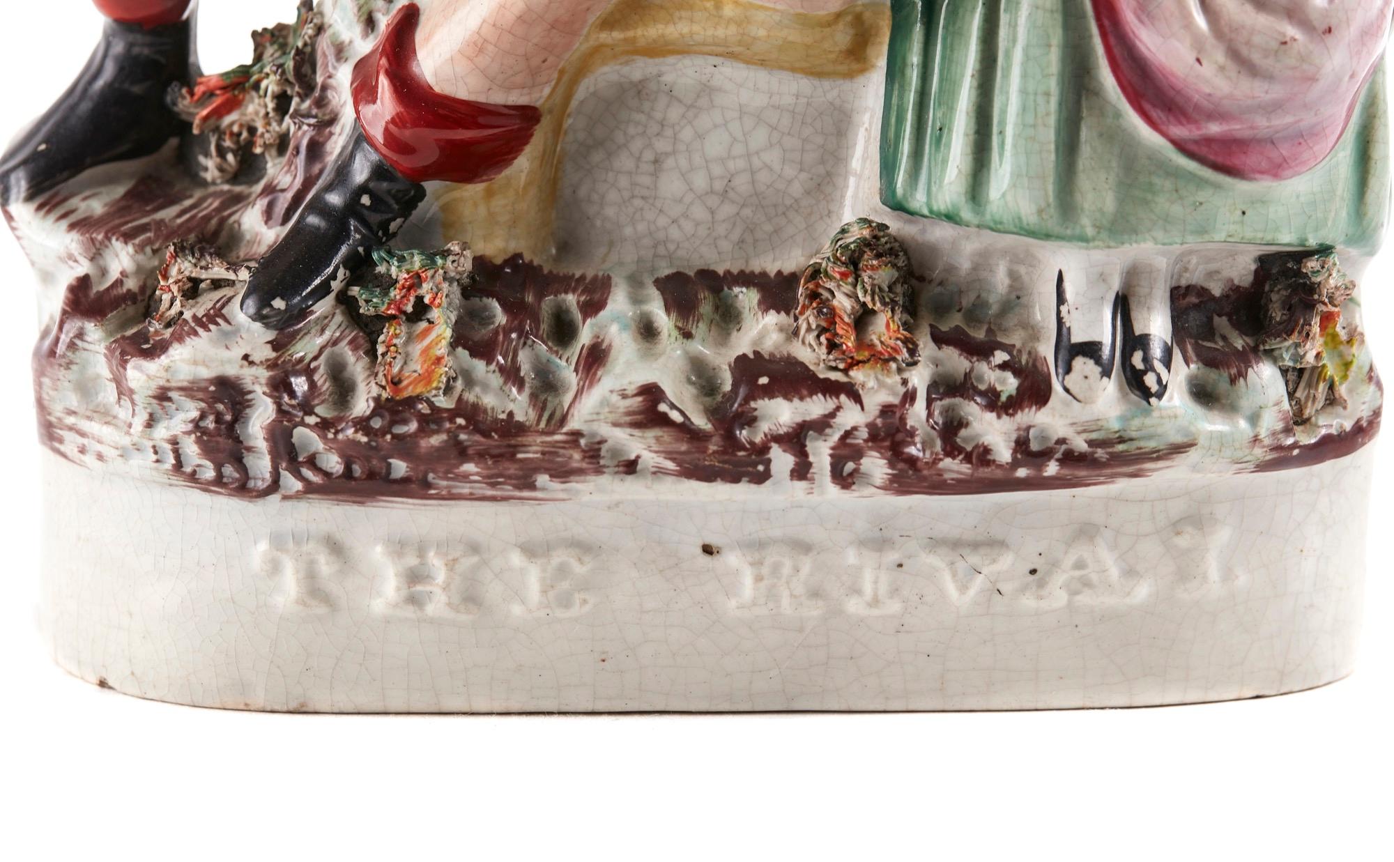 Figura antigua de Staffordshire de dorso plano en venta 2
