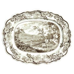 Antique Staffordshire Historical Porcelain Serving Platter, Newburg Hudson C1870