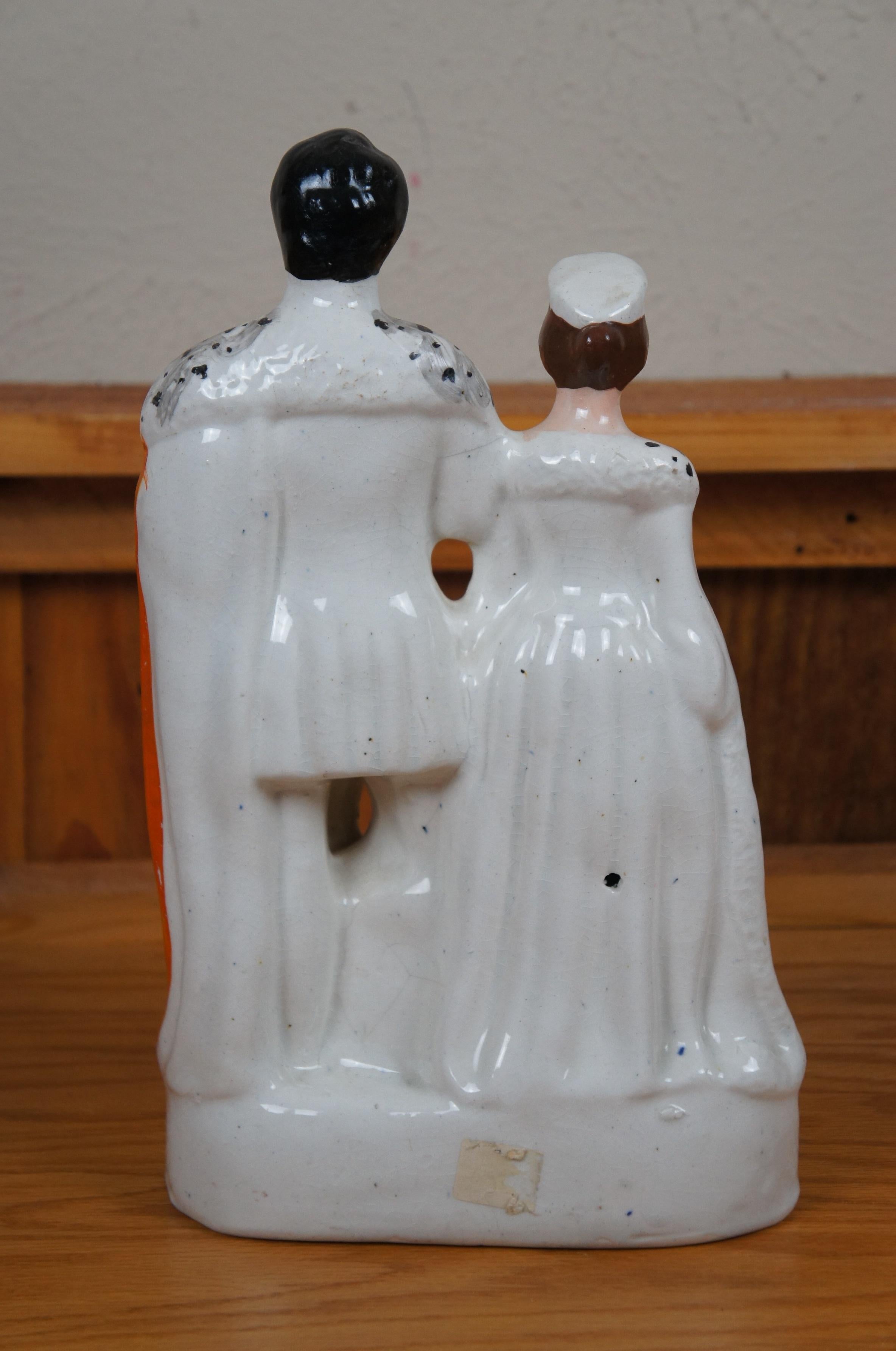 Antiquités Staffordshire Roi et Reine de Sardaigne avec chien dalmatien Figurine 13