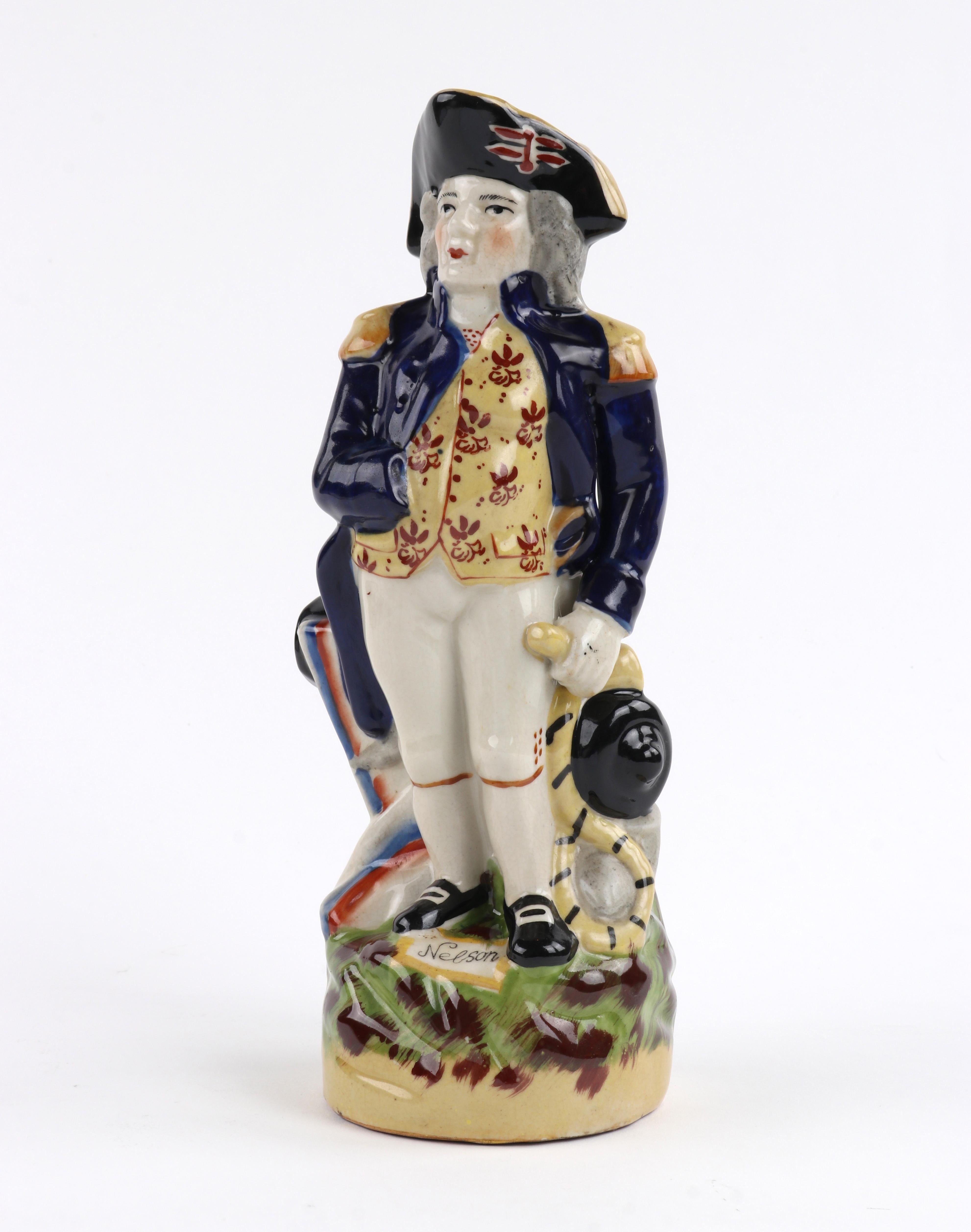 Anglais Antique Staffordshire Lord Horatio Nelson Hand Painted Toby Jug Pitcher Figure en vente
