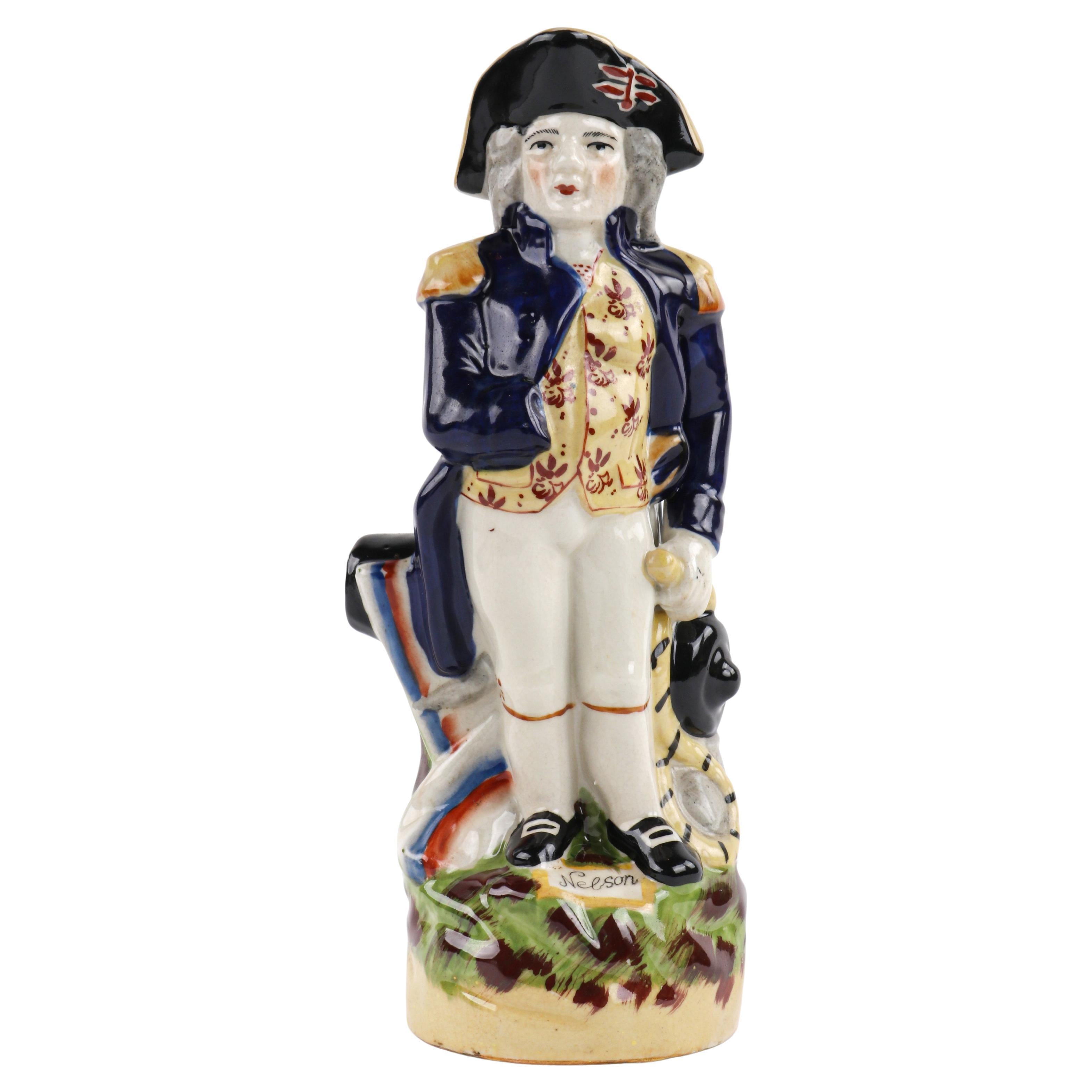 Antique Staffordshire Lord Horatio Nelson Hand Painted Toby Jug Pitcher Figure For Sale