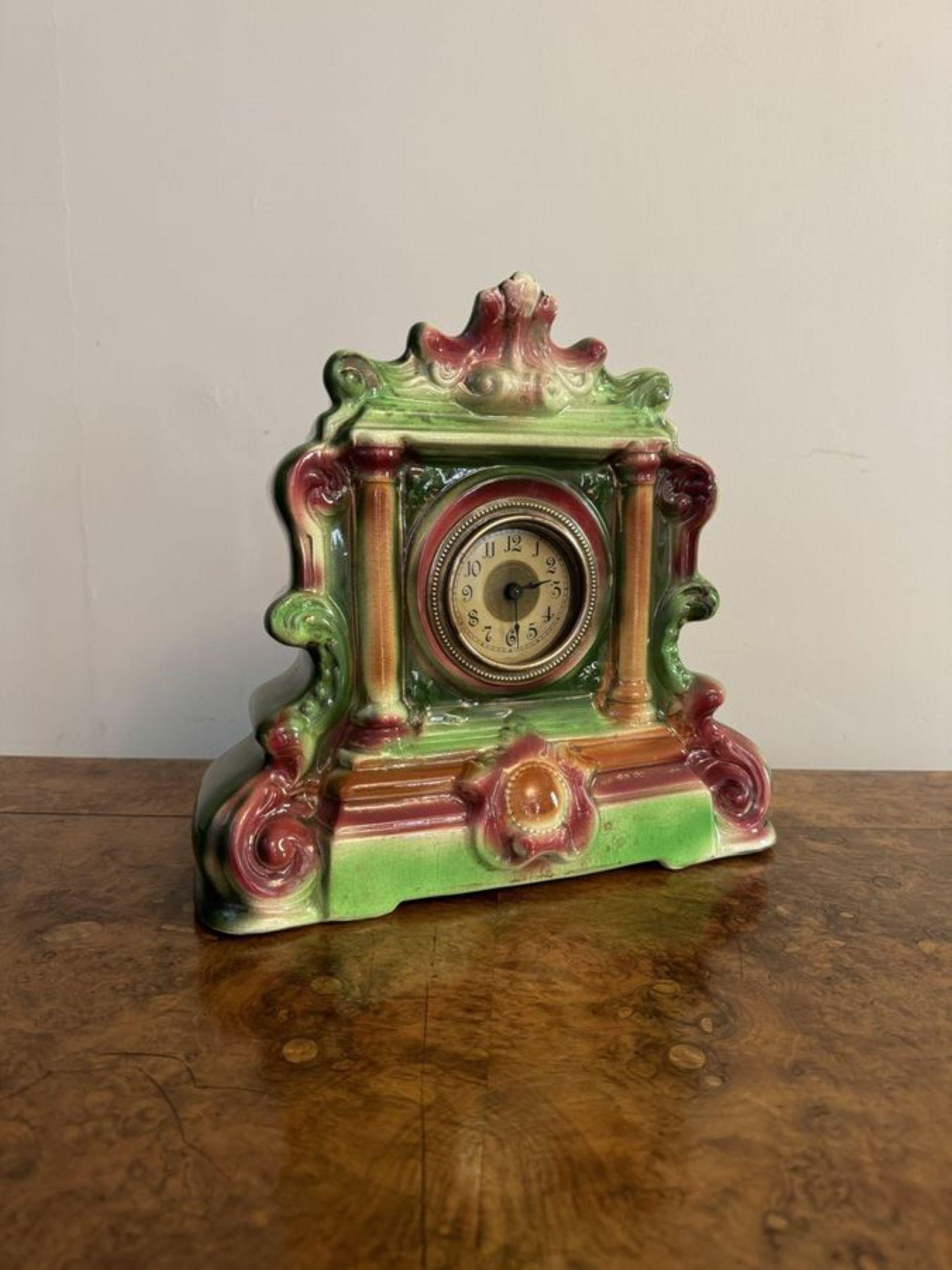 Antique Staffordshire mantle clock In Good Condition For Sale In Ipswich, GB