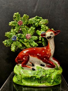 Antique Staffordshire Pearlware Bocage Object A Deer 1820