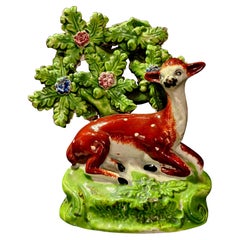 Antique Staffordshire Pearlware Bocage Object A Deer 1820
