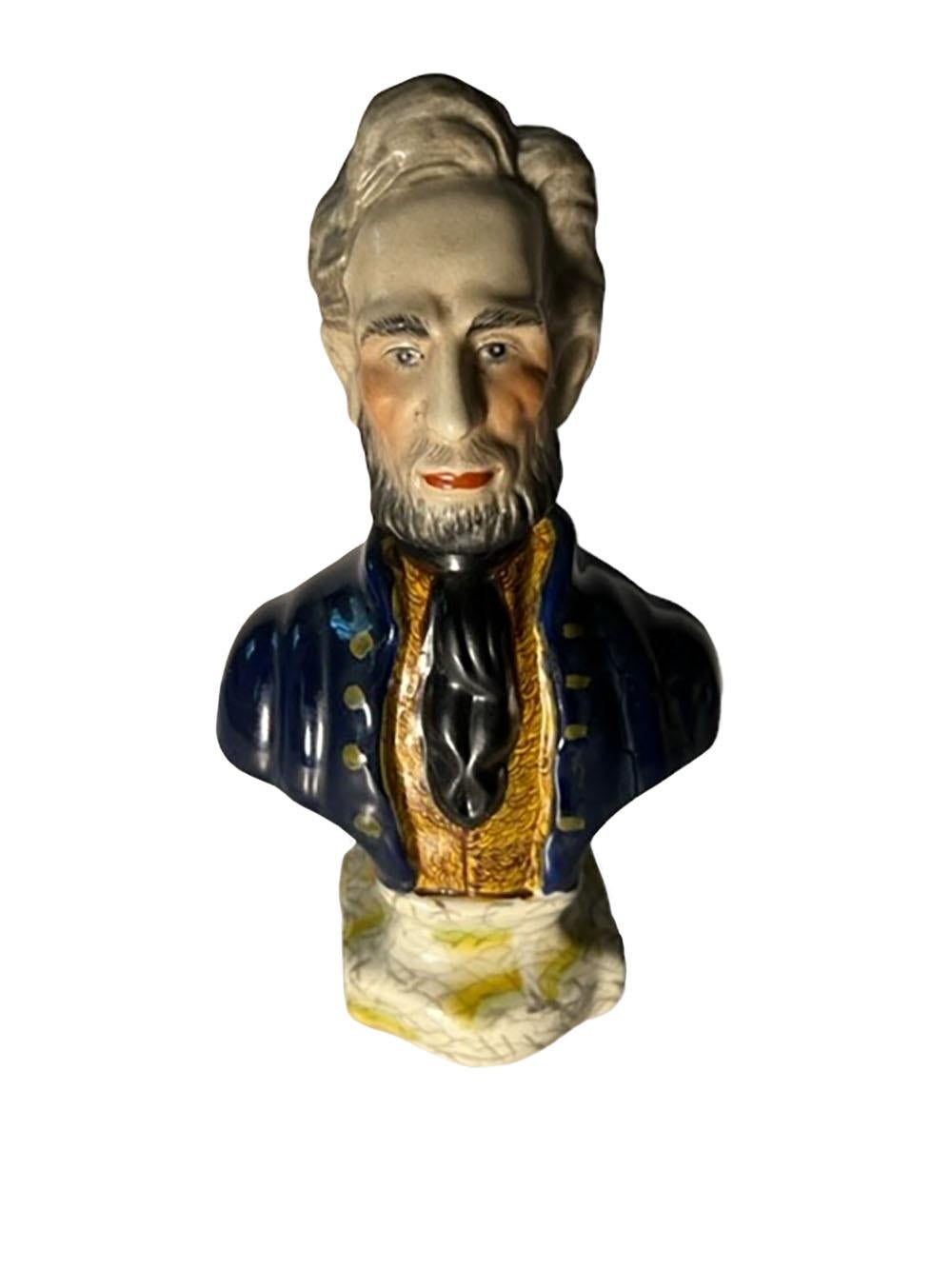 19th century Staffordshire pearlware bust of a country gentleman. English, circa 1870.
   